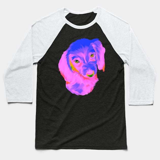 dog in pop art Baseball T-Shirt by Fadmel